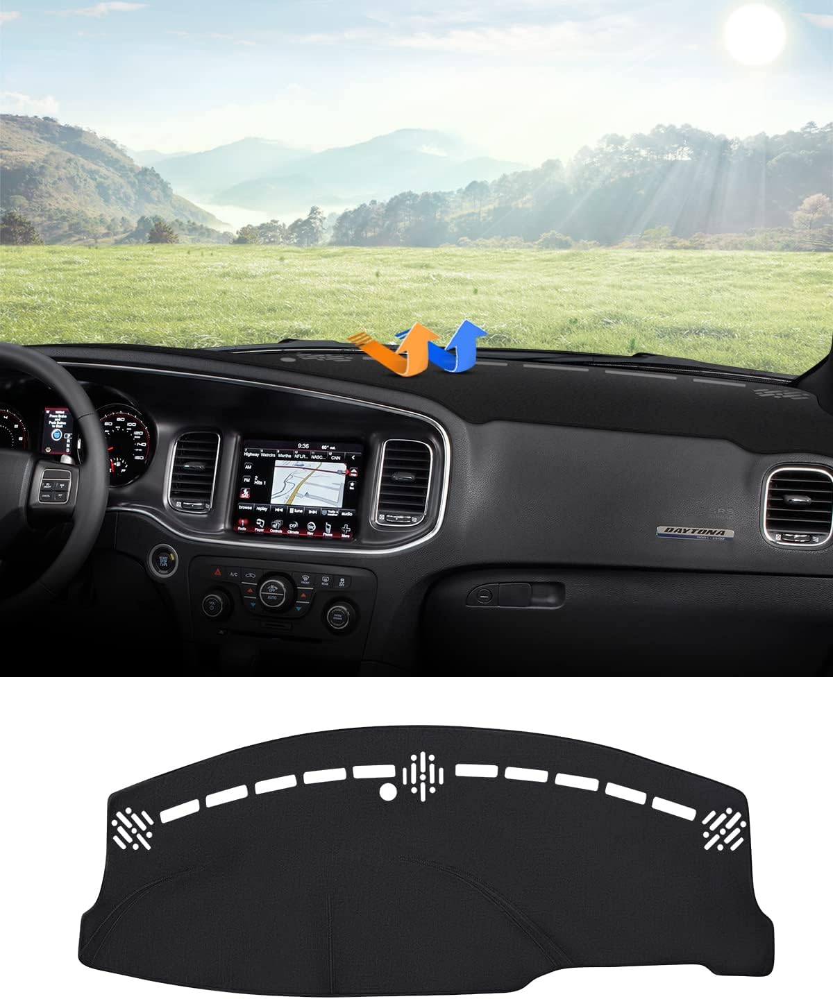 Dashboard Cover for Dodge Charger 2011-2023 Flannel UV Protector Mat