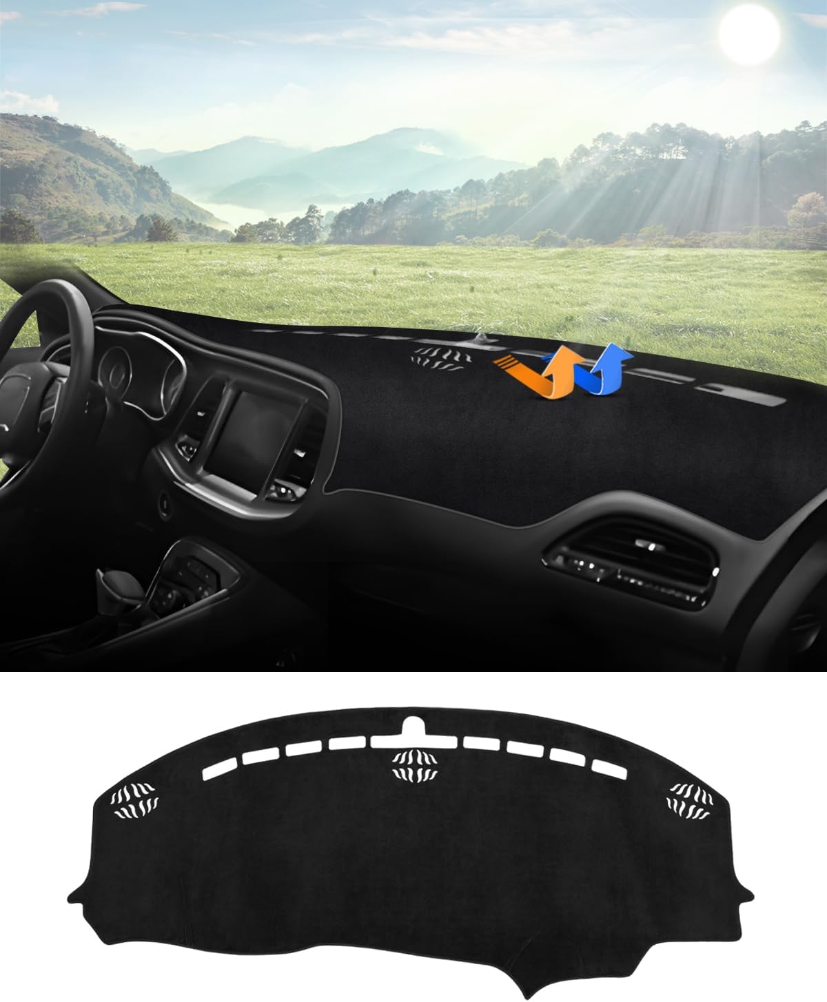 Dashboard Cover for Dodge Challenger 2015-2024 Flannel UV Protector
