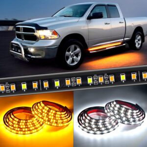 60"/70" LED Running Board Lights Sequential Amber Turn Signal White Courtesy