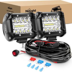 2 LED Light Bar 60W 4 Inch Flood Spot Combo Work Lights with Wiring Harness Kit