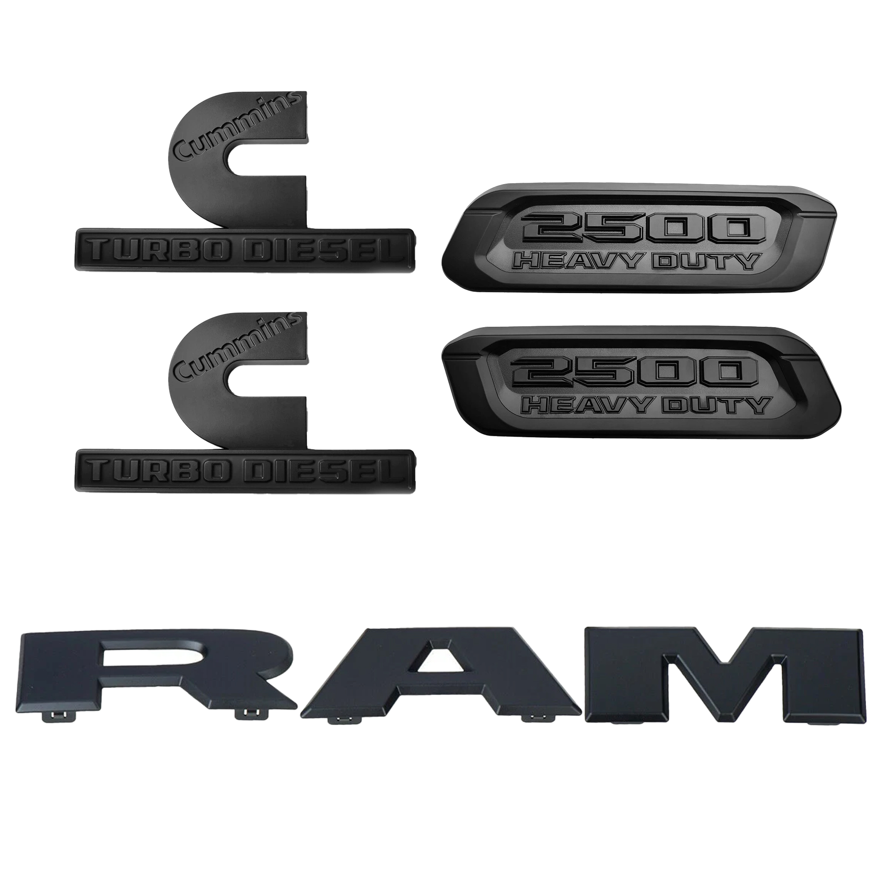 5-Piece Emblem Set for 2019–2024 RAM 2500 Heavy Duty Front Grille Hood Door
