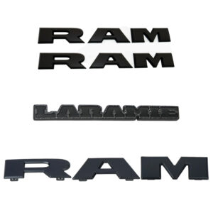 4-Piece Emblem Set for 2019–2024 RAM 1500 Front Grille Door and Tailgate