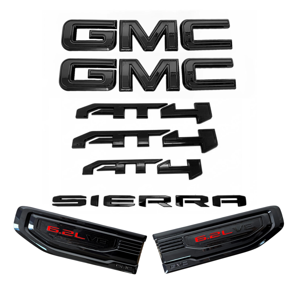 8PCS Emblem Kit for 2019-2026 GMC Sierra AT4 Grille Tailgate Fender Vent