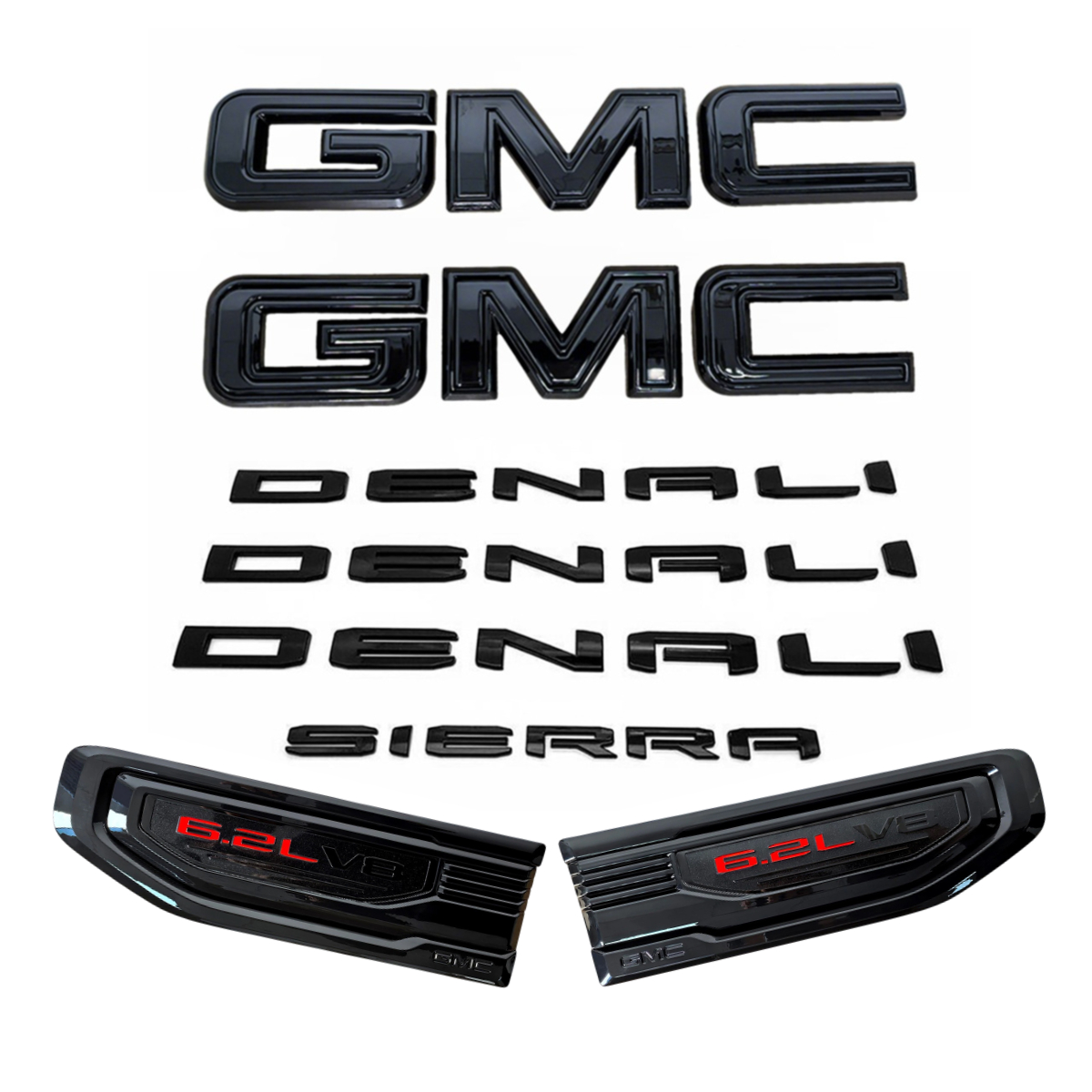8PCS Emblem Kit for 2019-2026 GMC Sierra 1500 Denali & Denali Ultimate